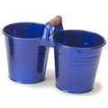 Houston International Trading Houston International Trading 8122E GB Enameled Galvanized 2 Planter Unit with Wood Handle; Glazed Blue 8122E GB